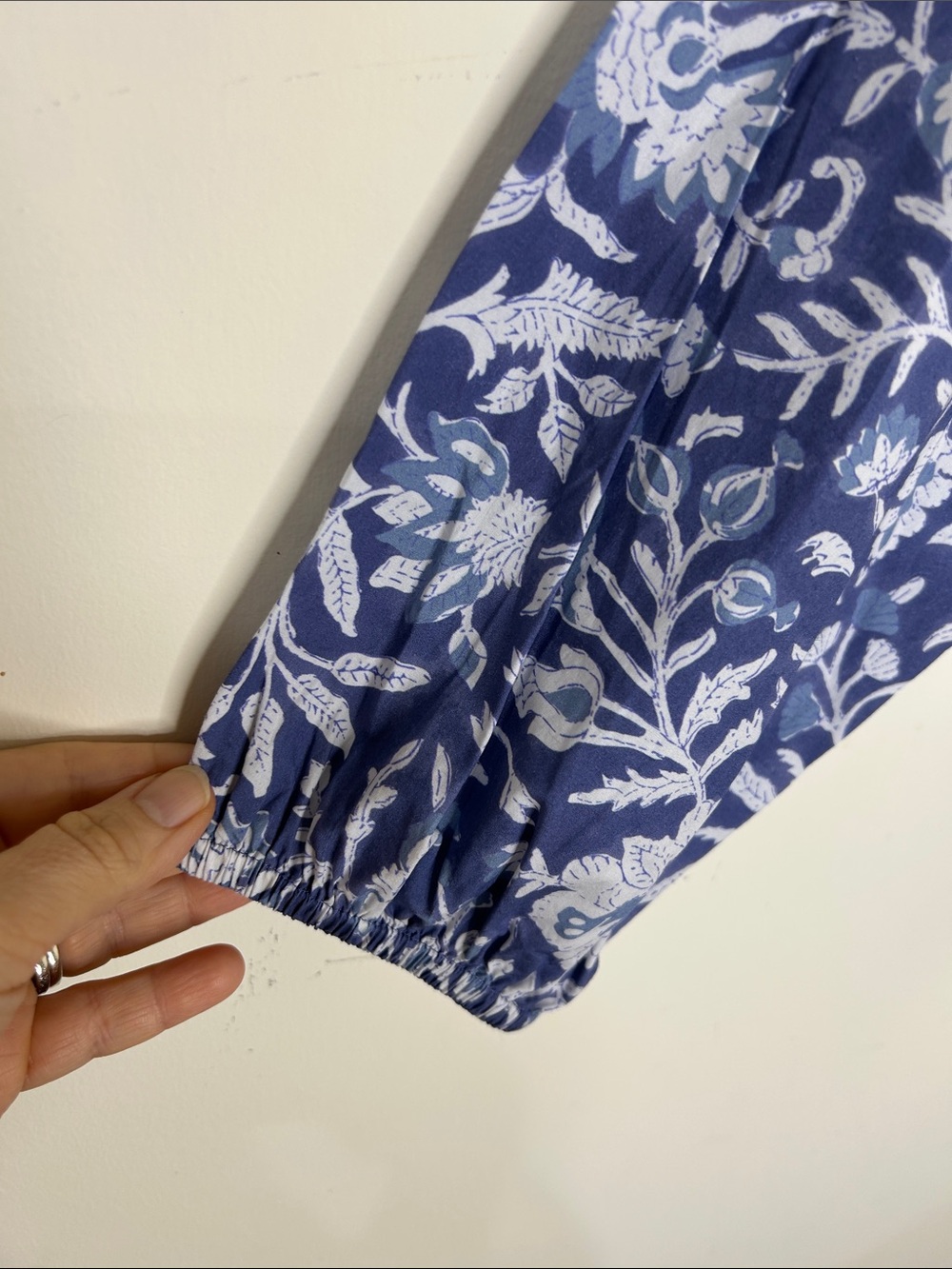 MAREA by Liz Joy Floral Cotton Blouse Top XS Blue White - Picture 6 of 13